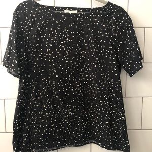 Black Eileen Fisher cotton top w/ dots, sz XS